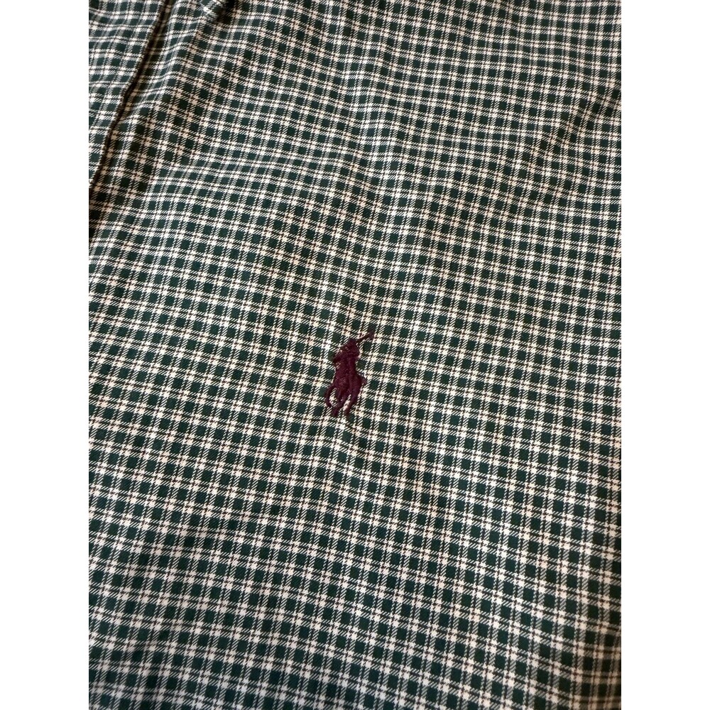Ralph Lauren Button Down Plaid Checker Long Sleeve Maroon Pony Large